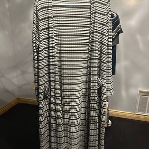 LuLaRoe Black and White Striped Duster Cardigan